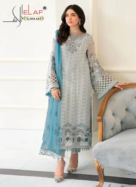 Elaf 183 Fancy Festive Wear Georgette Embroidered Designer Pakistani Salwar Suits Wholesale Online